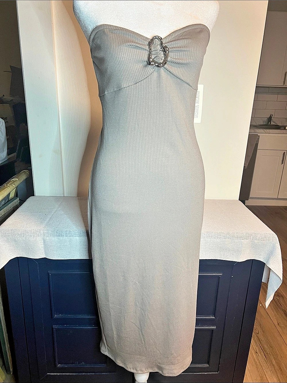 Strapless Maxi Dress in Gray Size XL NWT